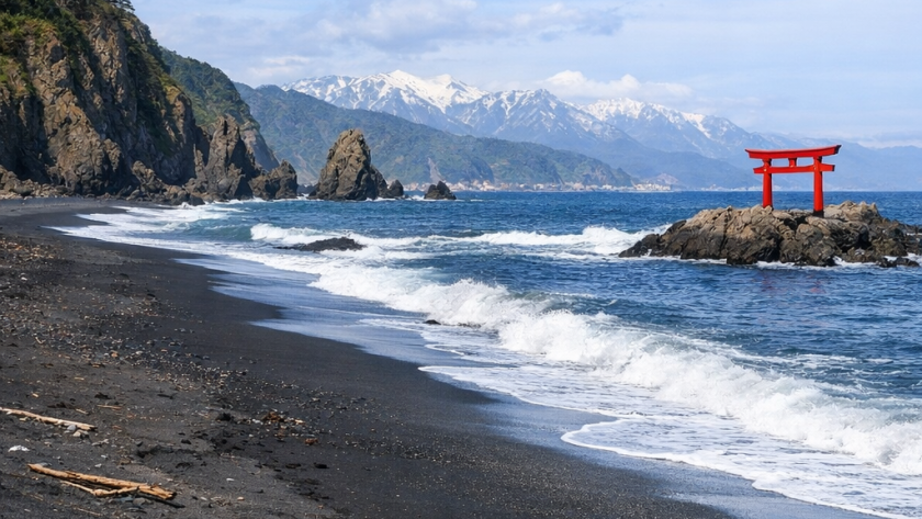 Les plages de sable noir de la région de Tohoku