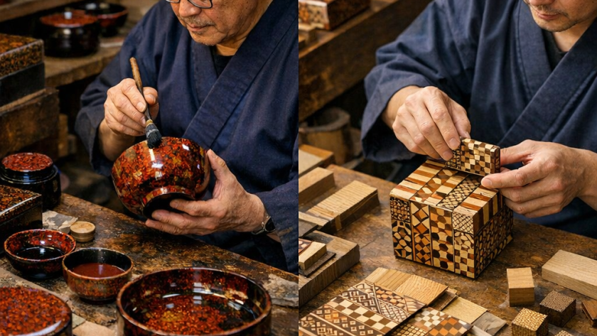 Les métiers du bois : Tsugaru-nuri et Yosegi-zaiku